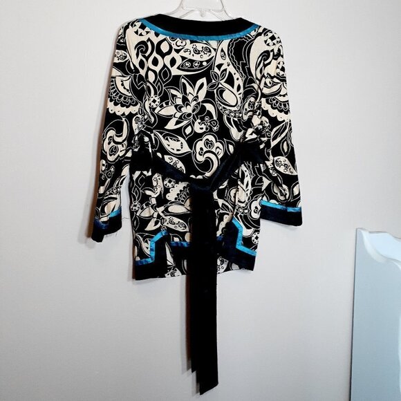 CATO Tunic; Satin Features; Black/White/Teal;  Size XL - Picture 3 of 6